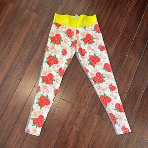 Stella Sport Adidas Leggings - Rose Pattern Gray & Yellow BRAND NEW Leggings